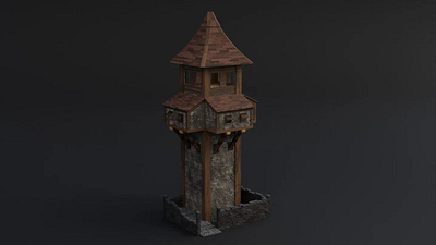 medieval watchtower 3d 3dart 3dartist 3dblender animation app blender branding design graphic design illustration logo motion graphics texturing ui vector