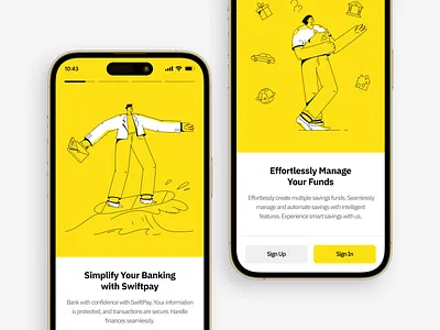 Swiftpay application financial illustration mobile onboarding onboarding design ui ux