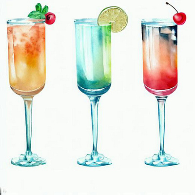 Cocktail watercolor clip arts design graphic design illustration