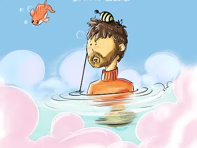 Dream weird art vs artist artwork character design design dreaming fish over clouds graphic graphic design illustration
