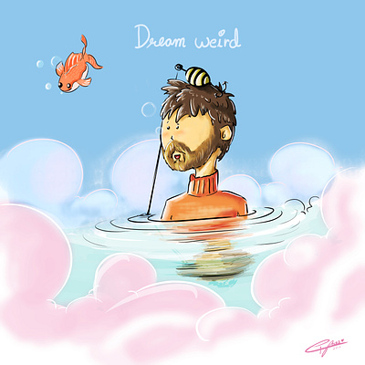 Dream weird art vs artist artwork character design design dreaming fish over clouds graphic graphic design illustration