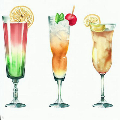 Cocktail watercolor clipart design graphic design illustration