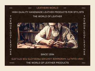 Leathers World brand brown classic echo echo design echodesign ecommerce inspiration leather leathers old style product shop special design special product stylish texture typography ui design unique