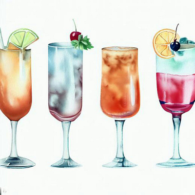 Cocktail watercolor clip art design graphic design illustration