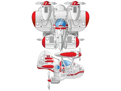 Amphibian seaplane. hydroplane propeller