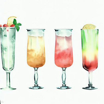 Cocktail watercolor clipart design graphic design illustration