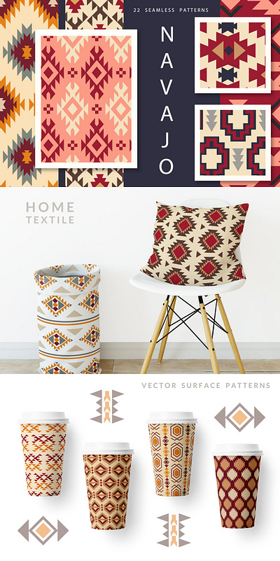 Southwestern Navajo Patterns Pack app branding design graphic design illustration logo typography ui ux vector