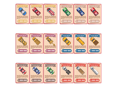 Game cards with cars. automobile icon play service vehicle