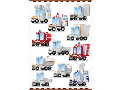 A set of funny trucks. equipment model toy