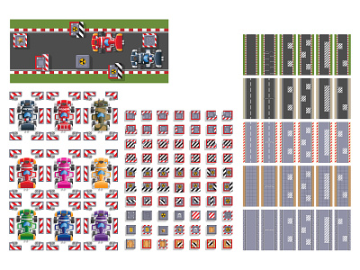 Set of Elements for the Game "Car Racing". block machine model play