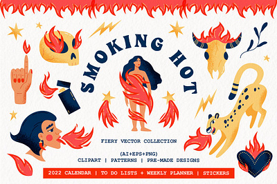 Smoking Hot | Fiery vector set app branding design graphic design illustration logo typography ui ux vector