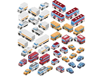 Set of Isometric Cars. different game