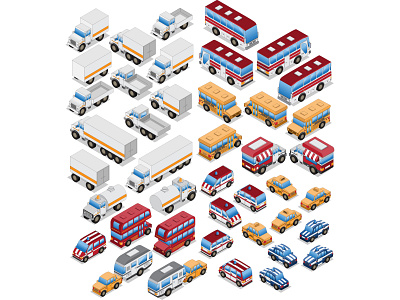Set of Isometric Cars. different game