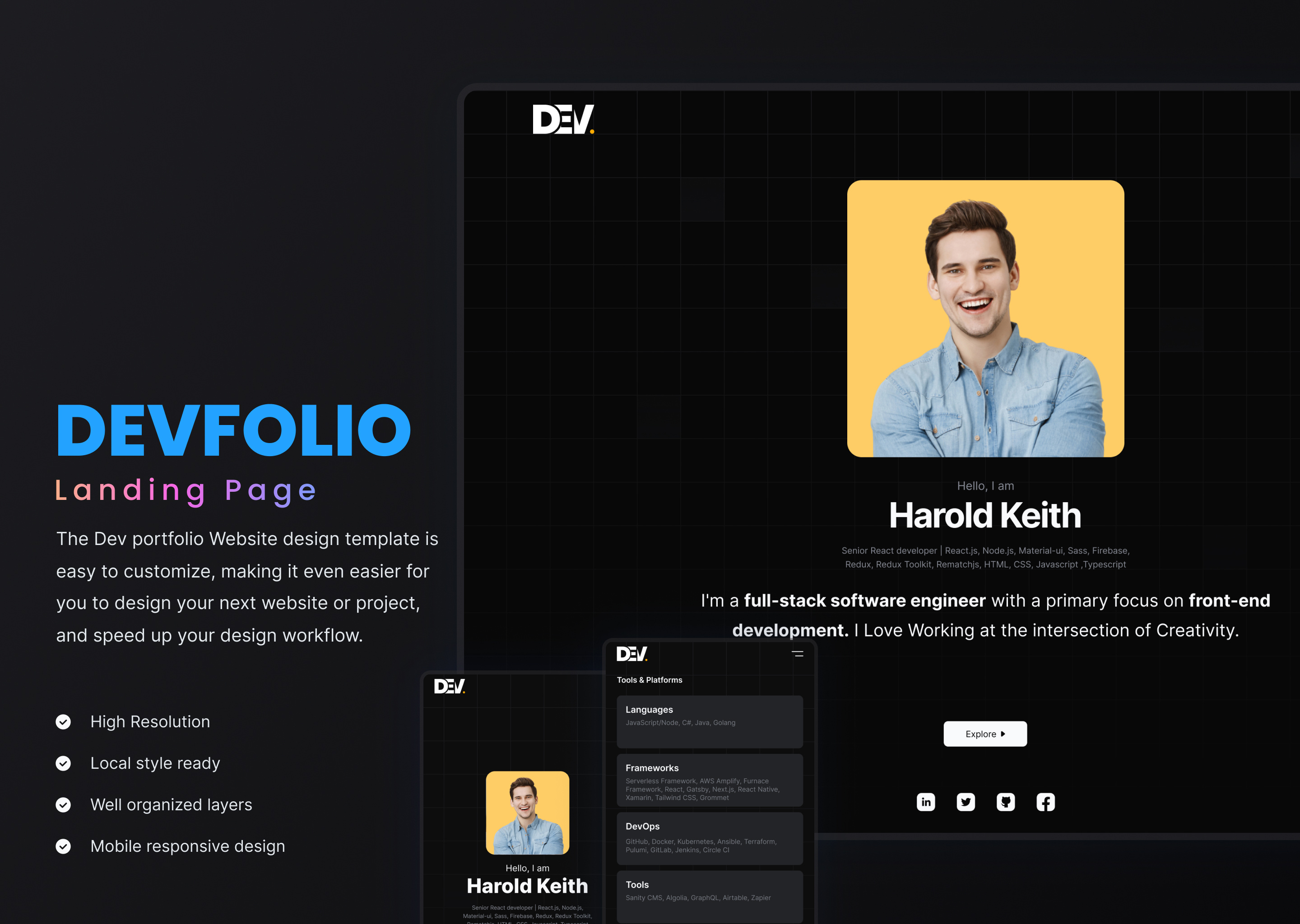 DevFolio - Figma Template figma landing page ui ux web website