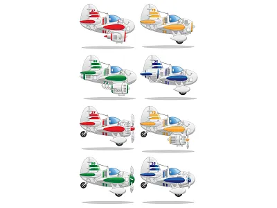 Set of Sports Planes. collection different flight