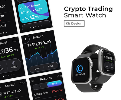 Crypto Trading Smart Watch Kit Design smartwatch ui ux