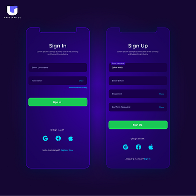 Sign In - Sign Up - User Interface figma mockups prototype sign in sign up typography user interface user interface design visual design