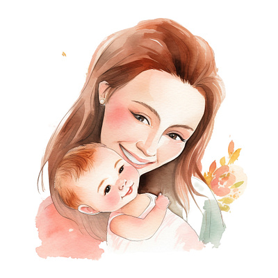 Watercolor Illustrations mother and baby watercolor watercolor illustration
