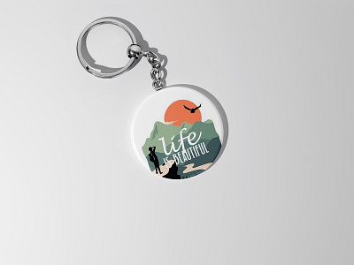 Round Shape Keychain Mockup PSD access branding circle design fob key label mockup plastic ring round sign tag