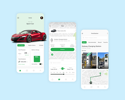 Go - Pro: Electric Car & Charging Station Services Application application design mobile ui ux