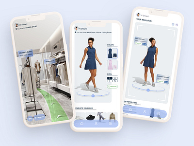 Virtual Fitting Room 3d ai app blue clothes game illustration light meta minimal mobile nft pastle color reality shopping ui virtual vr