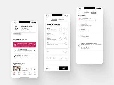 AirBnB Amenities Calculatır & Checklist airbnb airbnb redesign app design branding checklist daily 100 challenge dailyui design guest minimal redesign rent ui ux