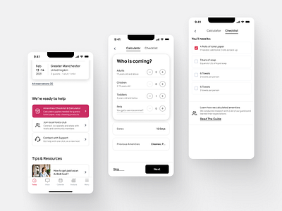 AirBnB Amenities Calculatır & Checklist airbnb airbnb redesign app design branding checklist daily 100 challenge dailyui design guest minimal redesign rent ui ux