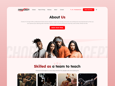 About Us - Choreo N Concept dance design minimal redesign typography ui uidesign ux uxui web website