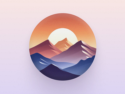 Mountains, Illustration Logo Design blue colorful flat illustration logo modern mountains nature orange purple sun sunset vector