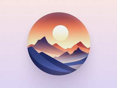 Mountains, Illustration Logo Design v2 blue flat illustration logo mountains nature orange purple sun sunset vector