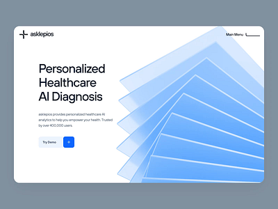 🩺 SH asklepios | Personalized Healthcare AI | Homepage 3d ai animation artificial intelligence big data biotech blue data figma health healthcare healthtech landing page machine learning medical medicine personalized healthcare science web design wellness