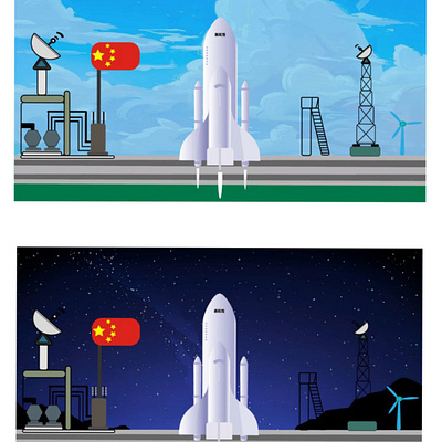 Spaceport graphic design illustration vector