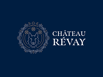 Chateau Révay - logo blue branding chateau complex crown dark flowers gold historical logo logos luxury real estate revay roses serif font wolf