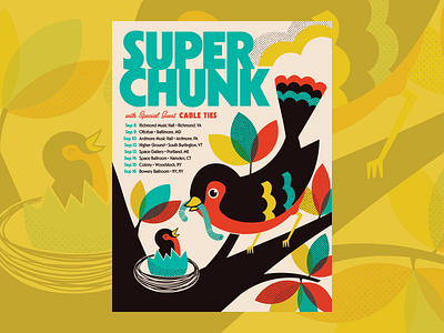 Superchunk Poster Design art bird concert design gig poster graphic design illustration music poster design screenprint typography vector