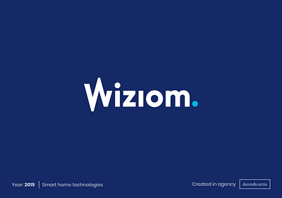 Wiziom - logo analog blue branding clean digital home logo logos oi smart technologies wave white wiziom