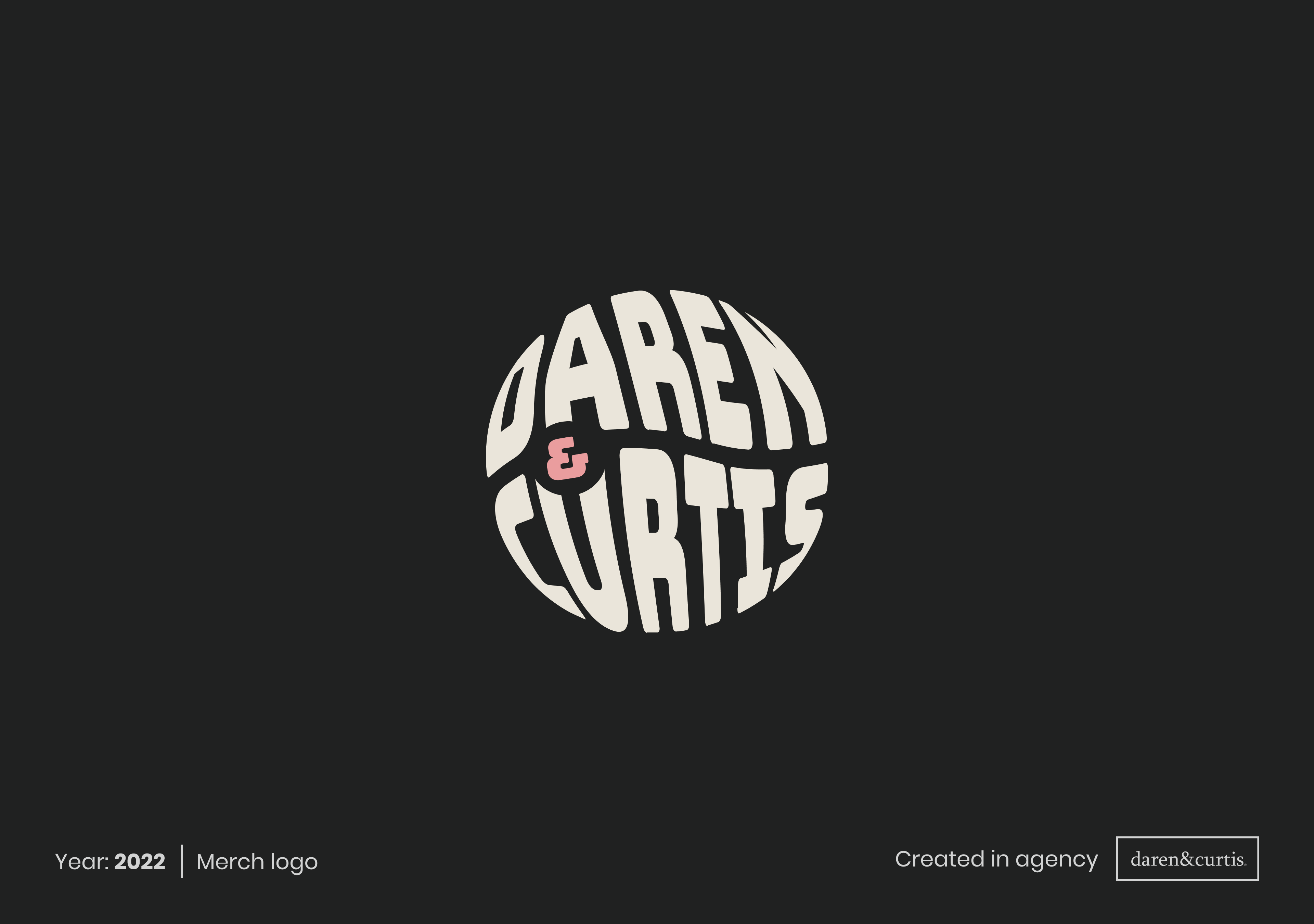 daren&curtis merch - logo ball beach black branding darencurtis deformed logo logos merch pink salmon sand screw teambuilding