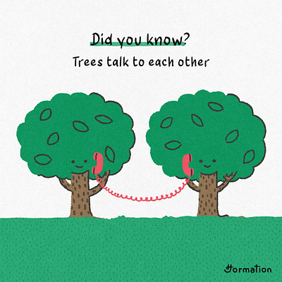Trees talk to each other did you know digital art digital illustration fact fun fact illust illustration nature science talk tree trees イラスト