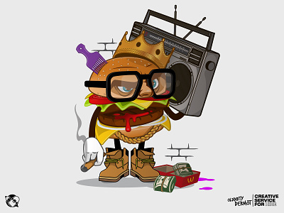 Burger King! burger character design graphics hiphop illustration t shirt design vector vector design
