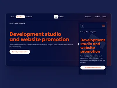 Interface concept for a web studio business website design hero interface landing page ui ux visual design webdesign websites