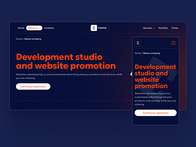 Interface concept for a web studio business website design hero interface landing page ui ux visual design webdesign websites