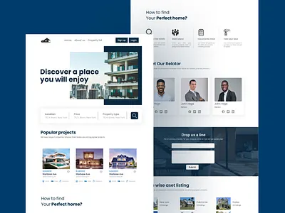 Real Estate Landing Page landing page real estate landing page relator uiux website design