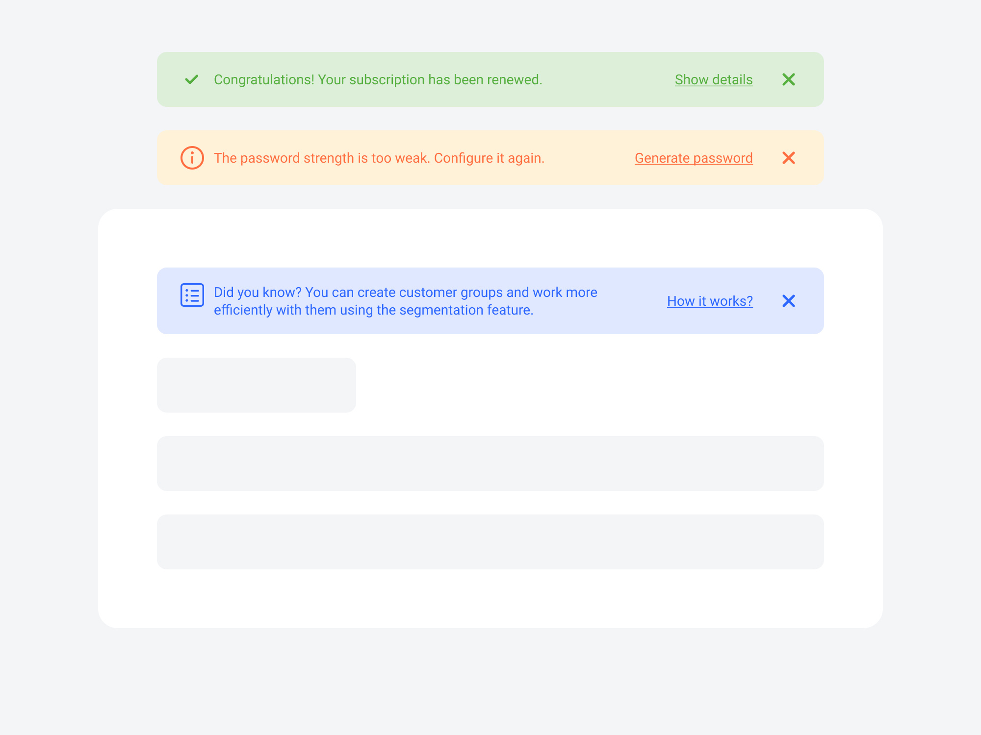 Alerts & Notifications alert crm design error message notification success ui ux