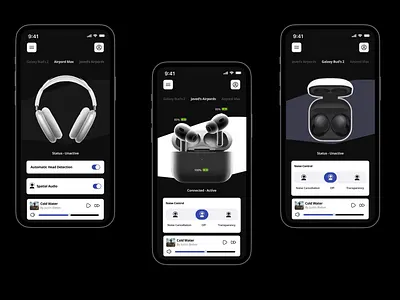Headphone UI screen Concept airpords appleairpords dailyui design figma galaxybuds headphone headphoneapp like4like music screen ui