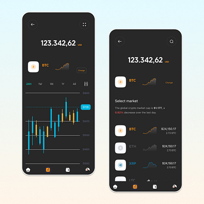 Crypto App crypto crypto app cryptocurrency dark mode mobile ui