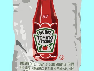 Heinz Ketchup Packet Illustration - By: Sophia Grausam cookbook cookbook illustration digital art digital illustration food food illustration foodie fun art heinz illustration ipad ipad art ketchup packaging design packaging illustration procreate stickers