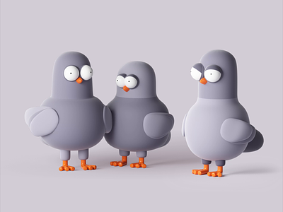 Chirpley - Bird lol 3d animation bird c4d chicken discussion dove fly fun gif illustration lol loop motion pigeon stupid