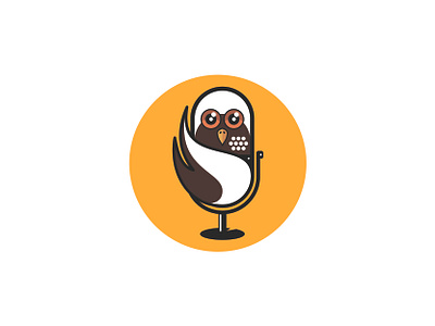 Bird Mic Logo animal art bird branding cartoon design elegant entertainment graphic design illustration logo mascot mic microphone owl podcast vector