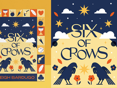 Six of Crows adobe illustrator book cover book design digital art graphic design grisha illustration leigh bardugo navy blue six of crows vector vector art yellow