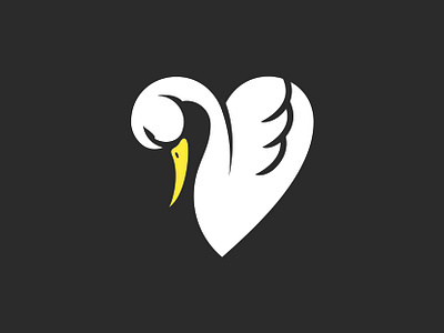 Swan Heart Logo animal art bird branding design elegant graphic design heart illustration logo love swan vector white