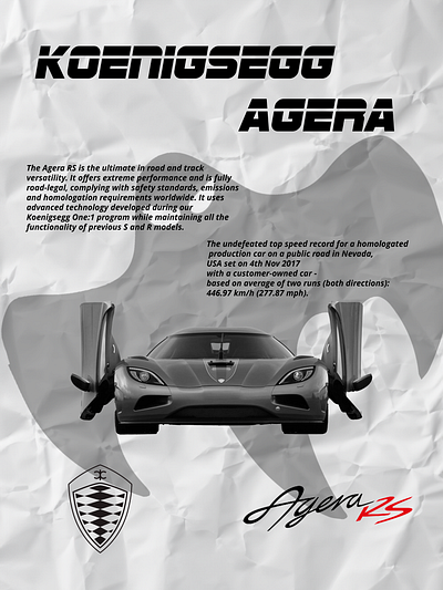 Koenigsegg Agera Poster graphic design poster